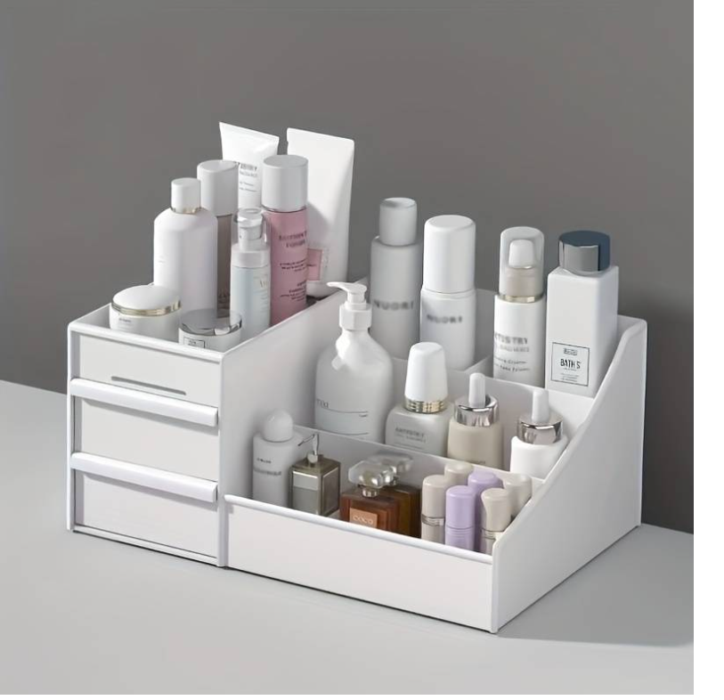 Organizador de maquillaje para el baño